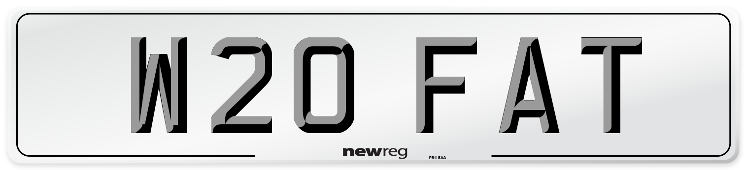W20 FAT Number Plate from New Reg
